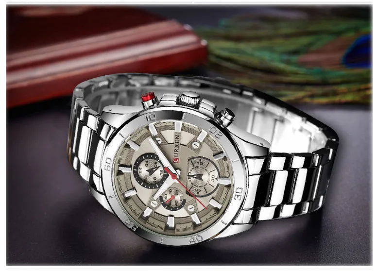 CURREN Original Brand Stainless Steel Band Wrist Watch For Men With Brand (Box & Bag)-8275