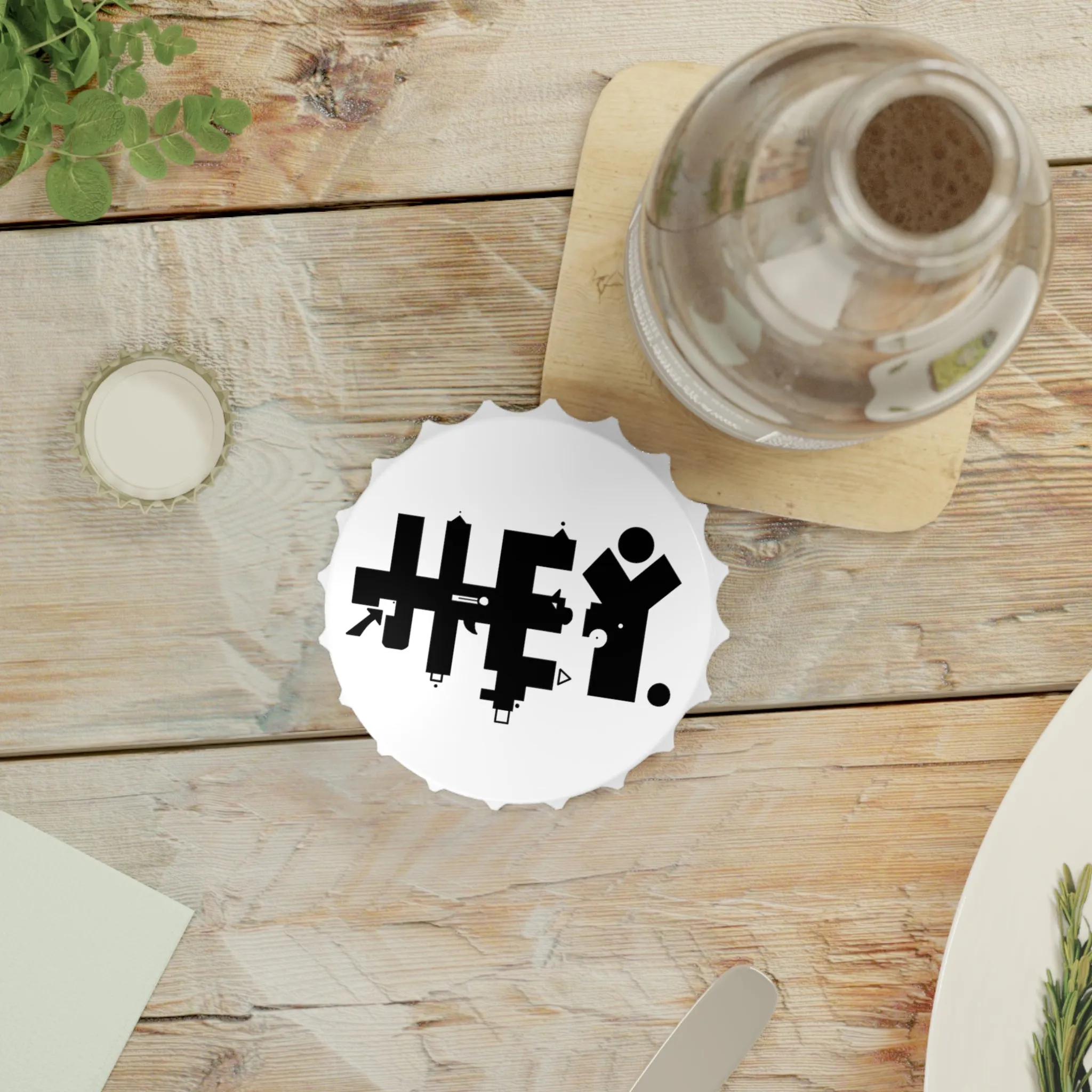 Hey. Brand Logo Bottle Opener