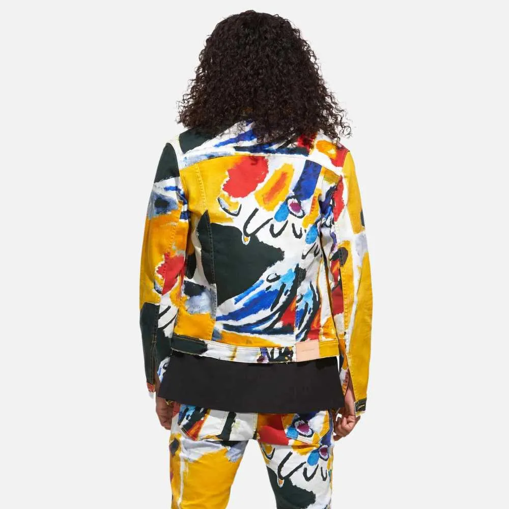 Purple Brand Abstract Print Trucker Jacket