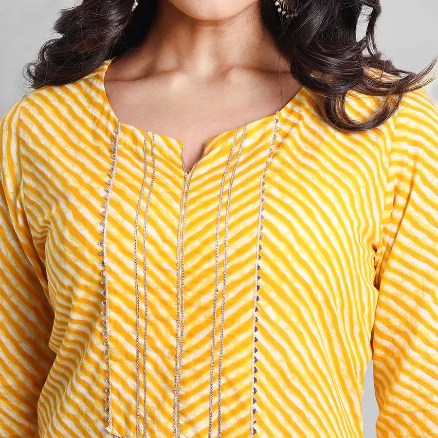 Yellow Samara Leheriya Kurta